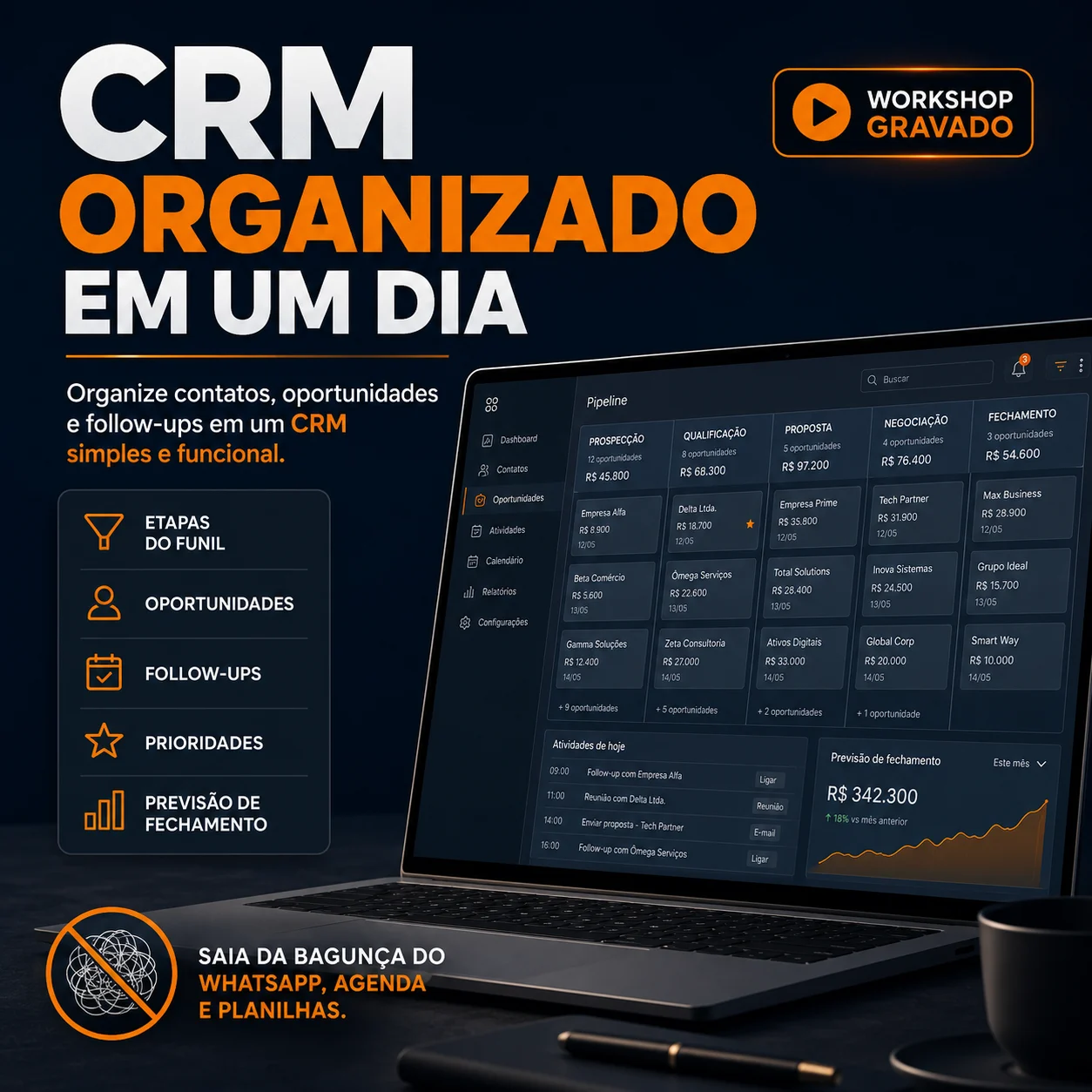 Capa oficial do workshop CRM Organizado em Um Dia